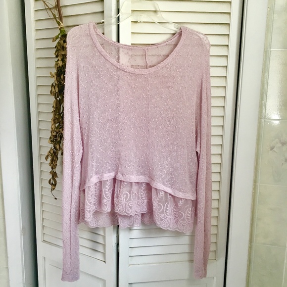Oversized/Draping Loose Knit Sheer Lilac Sweater - Picture 2 of 8